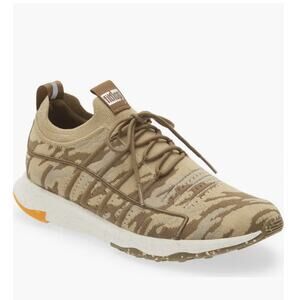 FitFlop Camo Knit Lace Up Sneakers Tan Lightweight Walking Shoes New in Box